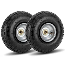 2 Pcs Pneumatic Rubber Tire Wheels 4.10/3.50-4" 5/8" Axle Bore Tires Replace US