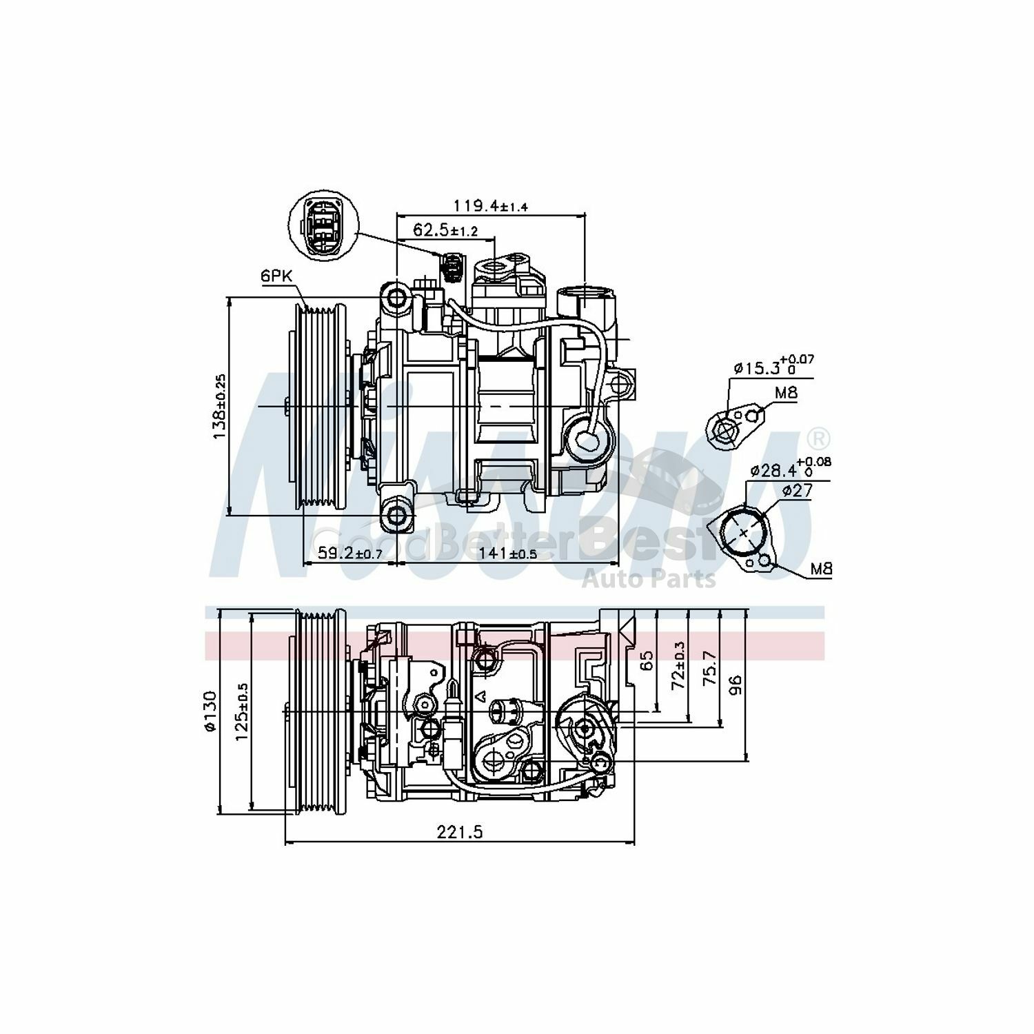 One New Nissens A/C Compressor 89236 4E0260805 for Audi Lamborghini