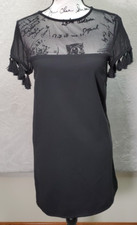 Lulus Shift Dress Women's XS Black Mesh Panel Polyester Lined Tasseled Side Zip