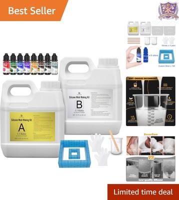 Versatile 0.5 Gallon Silicone Mold Making Kit with Pigments & 100 Molding Bricks