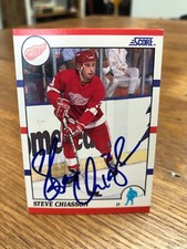 1990-91 SCORE #214 STEVE CHIASSON SIGNED AUTOGRAPHED CARD A