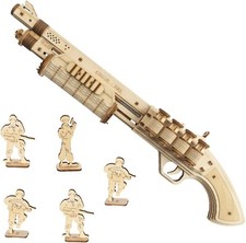 ROKR DIY Wooden Shotgun Terminator 3D Model Puzzle Gun Building Model Xmas Toy