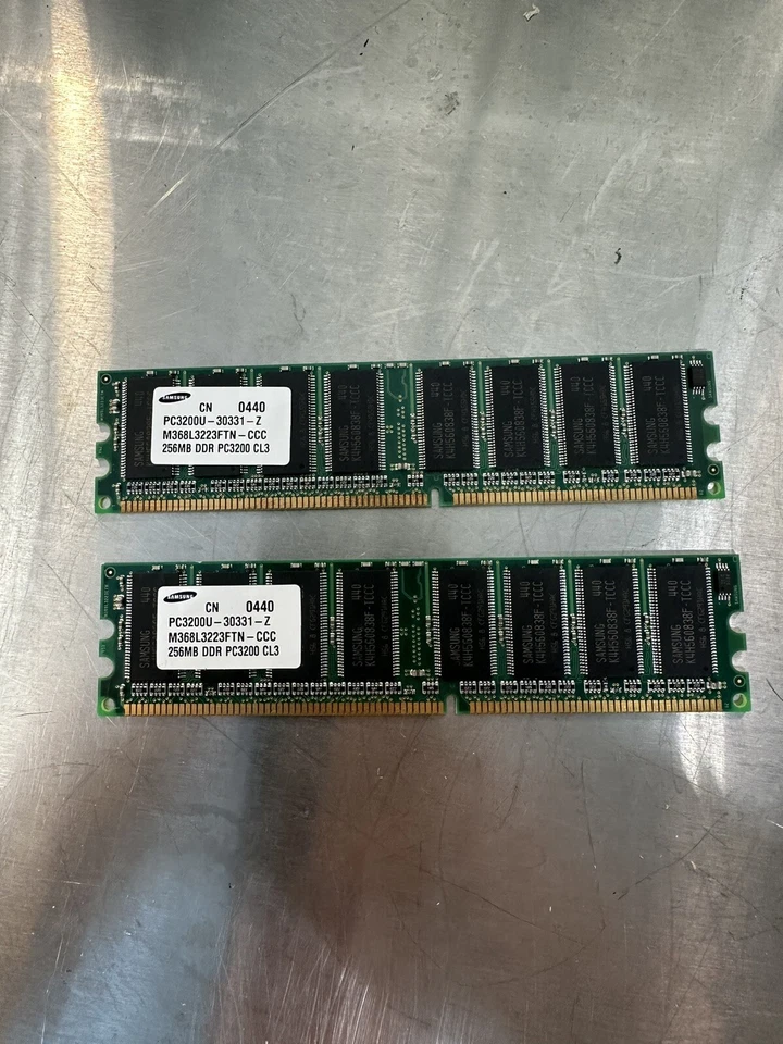 Samsung 2 Pack 256MB PC3200U-30331-Z CN 0440 Memory RAM M368L3223FTN-CCC DDR - Image 2 of 3