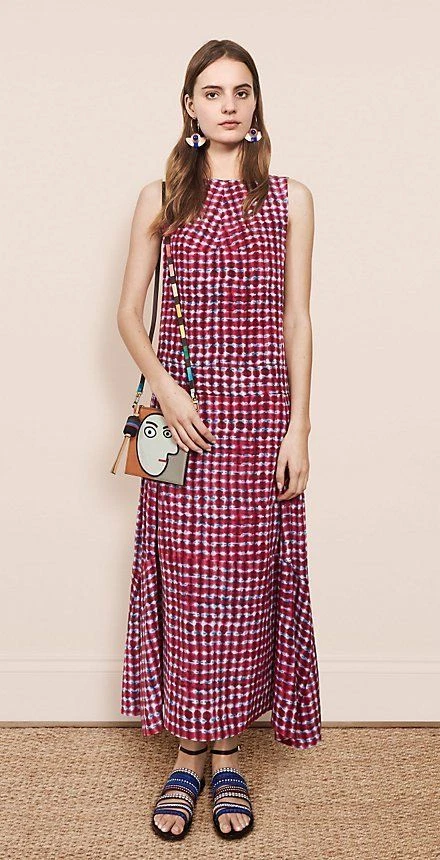 Abito Tory Burch lunghezza tè $595 Sonda 2 seta passerella S Celeb