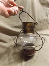 Primitive Antique Onion Skin Style Lantern Hanging Lamp No Burner