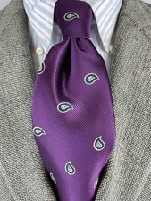 Lord R Colton Studio Tie - Plum  Navy Paisley Woven Silk Necktie NEW