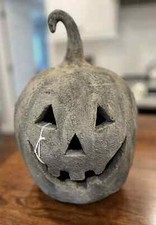Pottery Barn Terracotta Jack O' Lantern Large Black Handmade Halloween Pumpkin