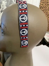Retro Mod 60s  Blue/Red/white Peace sign 1-inch Wide Headband