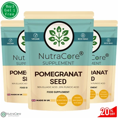 NUTRA CORE Pomegranate Seed Extract Capsule-6000mg (90% ELLAGIC ACID, 20% PUNICIC ACID)