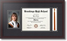ArtToFrames Diploma Frame with Black and Gold Mat, Picture and Tassel Opening