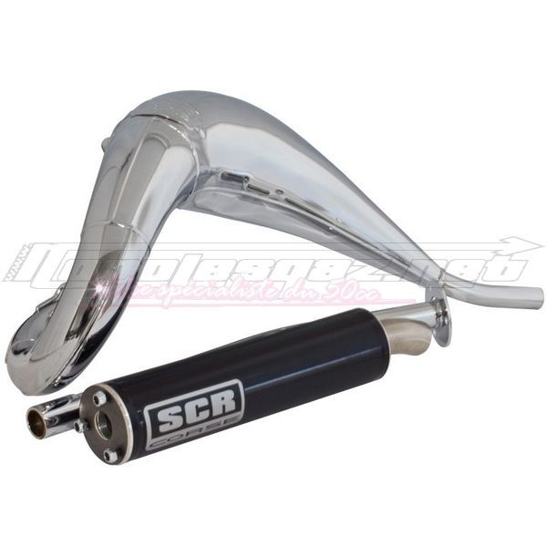 Pot d'échappement SCR Corse Hand Made 50-70cc pour DERBI Senda DRD chrome noir