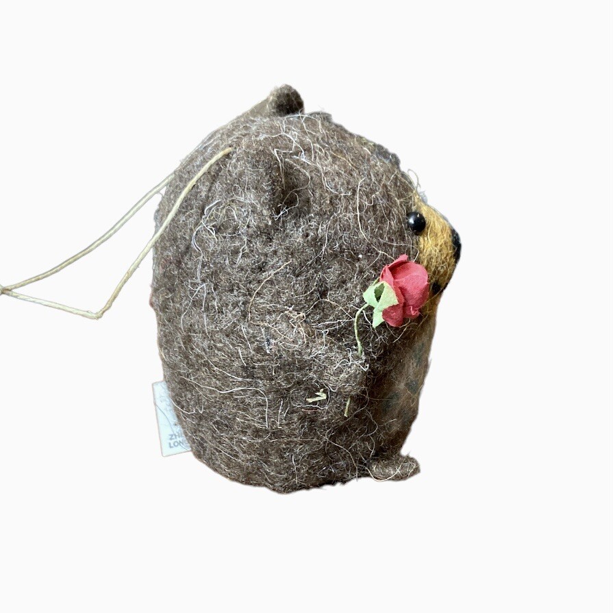 3 Needle Felted 4” Hedgehogs Bear Ornaments Wool Rose eBay