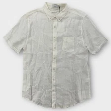 Onia Shirt Mens Large Jack Linen Button Down Short Sleeve White Beach $110 NEW