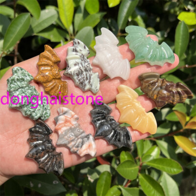 2'' Natural Mixed Quartz Bat Gem Skull Quartz Crystal Skull Pendant Random 10pcs