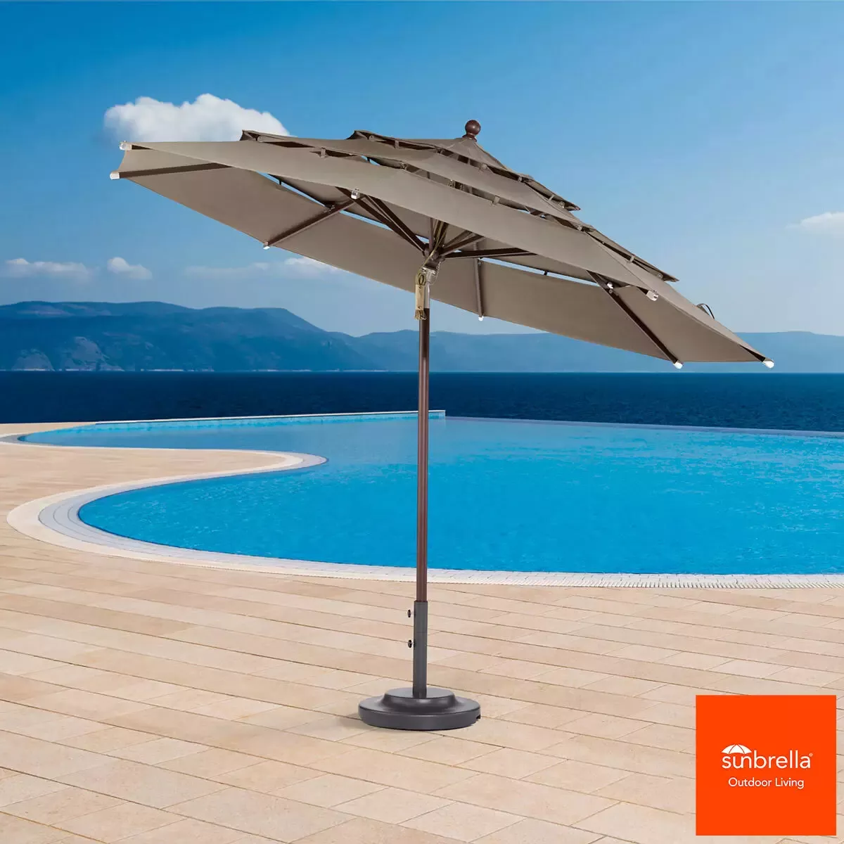 Activa ProShade 11ft 3.3m Wood Look Aluminium Market Umbrella in Cast Shale