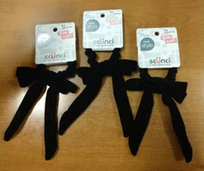 3 Pack: SCUNCI Everyday Velvet Bowtie Scrunchie Hair Accessory Black (3609)-R4P5