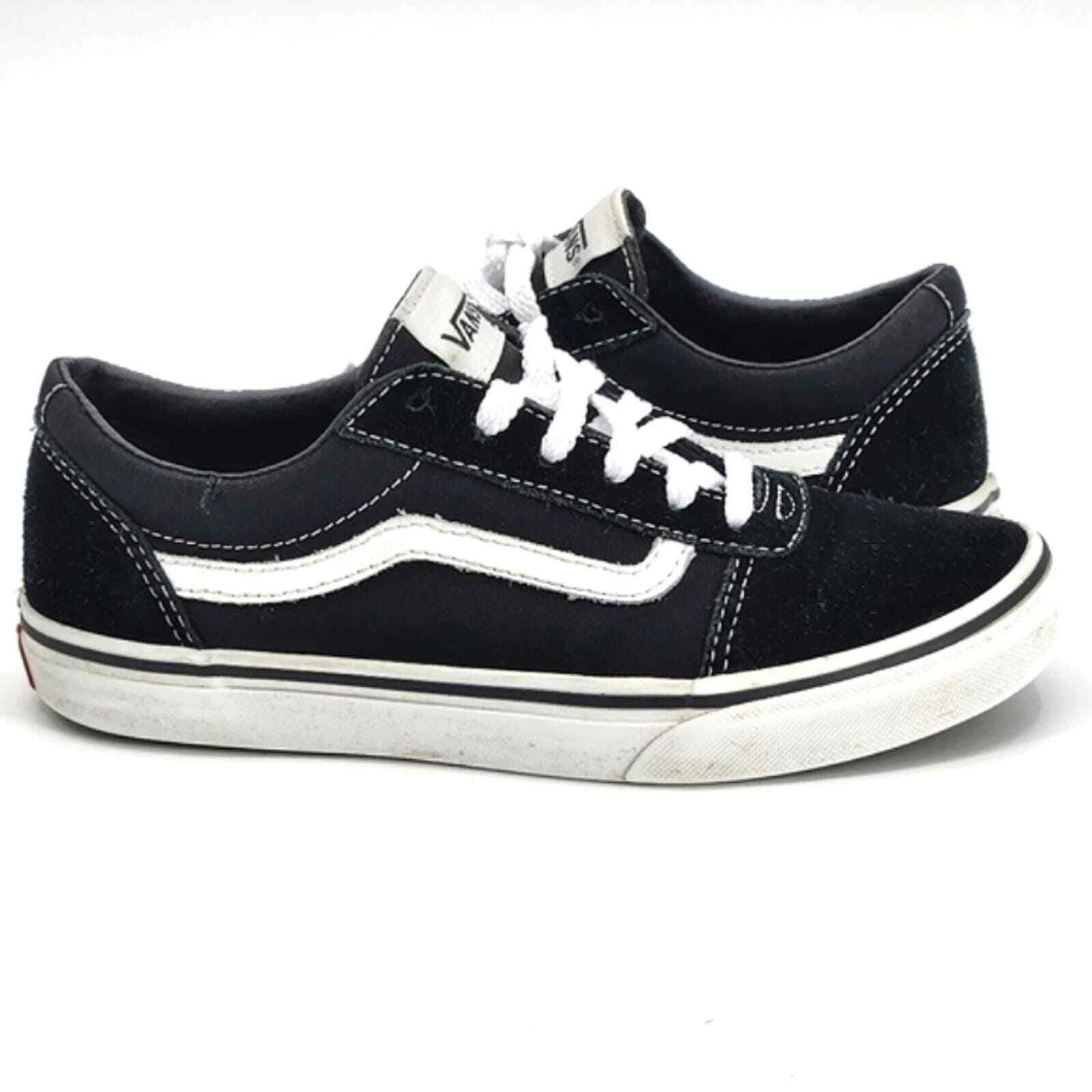 Scarpe da skate basse Vans Off The Wall Ward sneakers nere e bianche giovani taglia 5