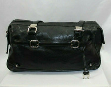 Etienne Aigner Black Leather Satchel Shoulder Handbag Double Handles Zip Top