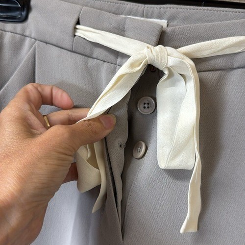 Aritzia Wilfred Allant Pant Taupe Tie Waist Style 4 Rolled Cuff Cuffed Capri - Picture 6 of 9
