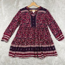 Knox Rose Womens S Floral Print Long Sleeve Babydoll Boho Cottagecore Mini Dress