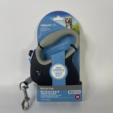 Vibrant Life 16-FT REFLECTIVE RETRACTABLE DOG TAPE LEASH MED 50 lb / 22.7kg NEW