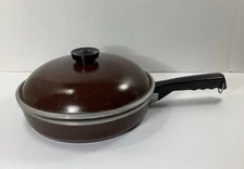 Vintage Club Aluminum Cookware brown Frying Pan 10 Inch Skillet Lid