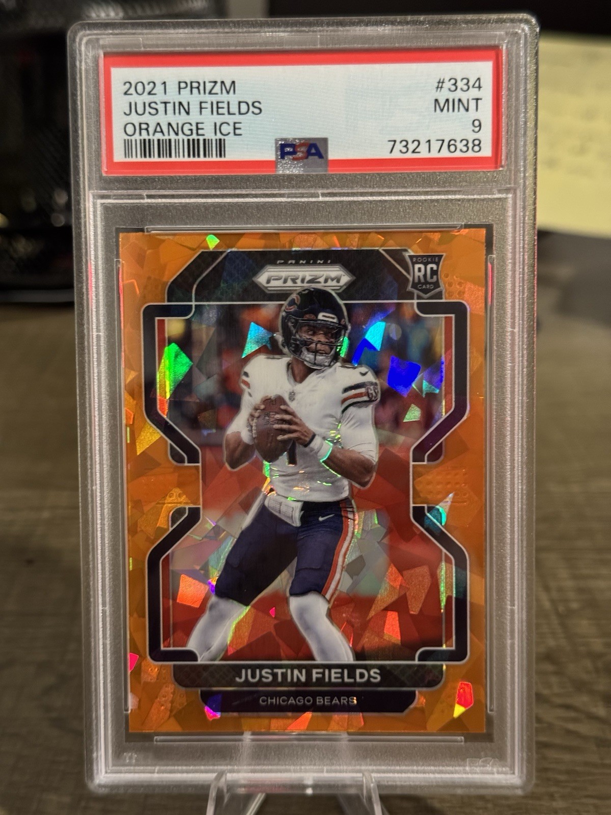 Justin Fields (RC)  Orange Ice PSA 9 2021 Panini Prizm - #334 Rookie Jets