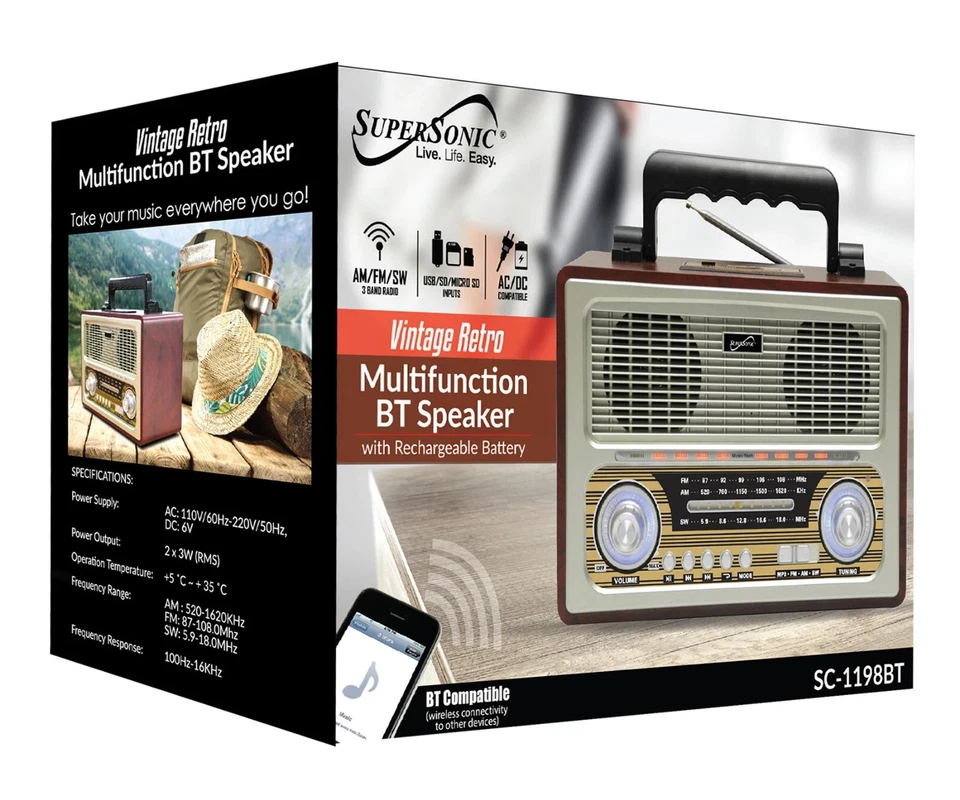 Altavoz Bluetooth Multifunción Supersonic SC-1198BT Batería Recargable ¡NUEVO! Foto 4 de 4