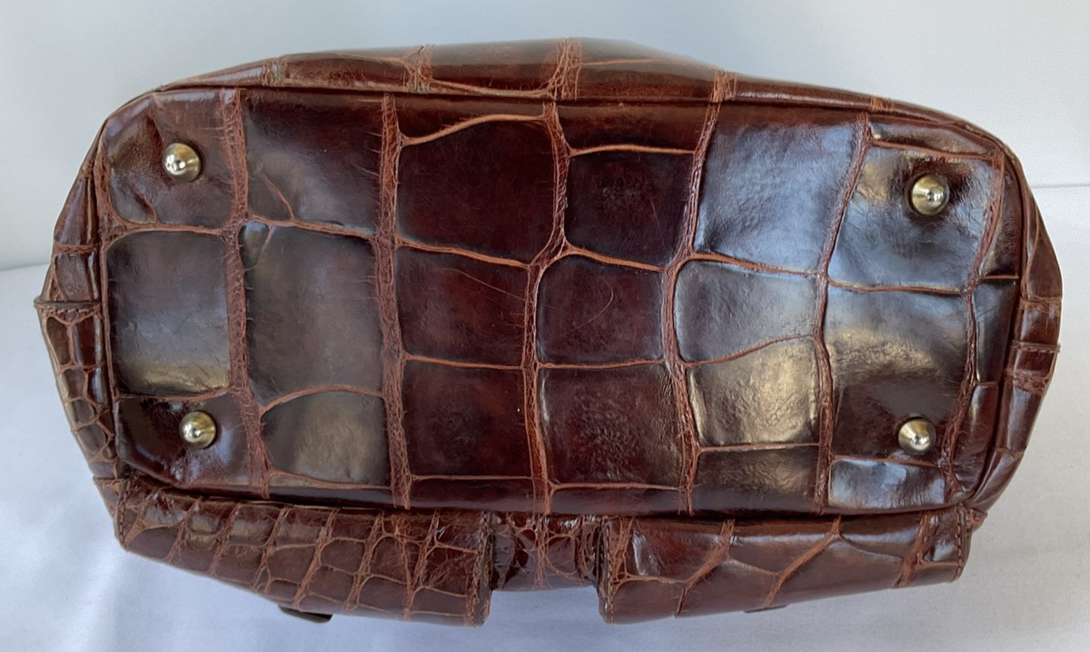 MAURO GOVERNA BROWN CROCODILE SHOULDER BAG W/DUST BAG | eBay