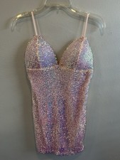 NWT FASHION NOVA Pink/Blush KEEP YOUR SHINE Sequin Mini Dress Womens Medium