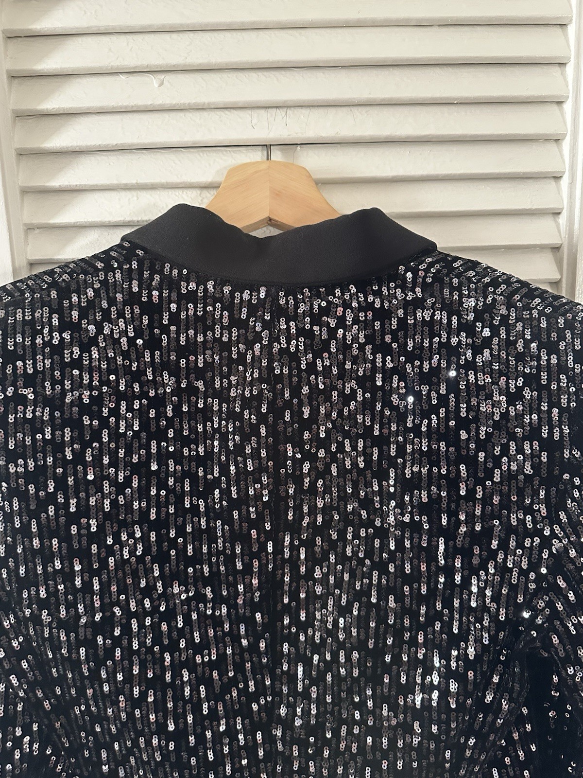 maje Black Silver Sequin Button Collared Blazer J… - image 7