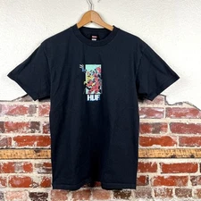 Huf X Marvel Shirt Size Medium Black Short Sleeve Deadpool Wolverine Superhero