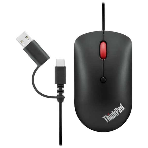 Lenovo Thinkpad Compact Maus Kabelgebunden Optisch Schwarz 4 Tasten 800 Dpi,-image
