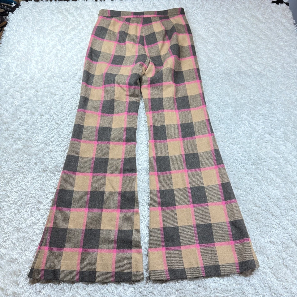 Just Cavalli Roberto Pants 42 Women's Plaid Wool Blend Bell Bottom Mod Retro Y2K - Image 2 of 4