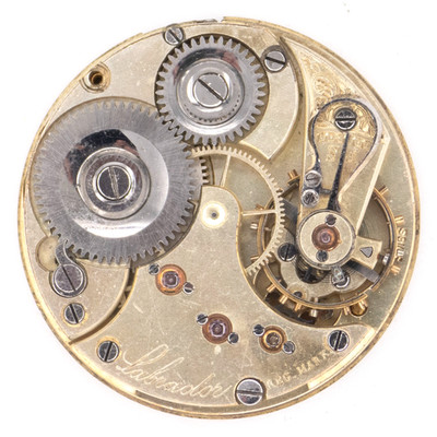 Labrador 29.5 x 6.5 mm Antique Pocket Watch Movement, Hand Engraved Dial