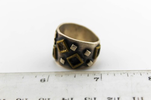 VINTAGE UNIQUE INDIAN SIGNED STERLING BRONZE DESIGNER RING - Picture 2 of 5