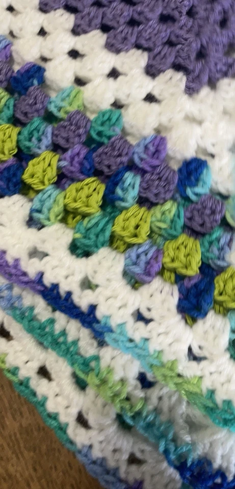 Handmade Crocheted Afghan Throw Sofa Nap Warm Greens FREE SHIPPING  Made In USA - Image 4 of 4