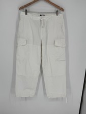 Todd Snyder Men s Cropped Cargo Pants White Cotton Button Size Large Beach F7