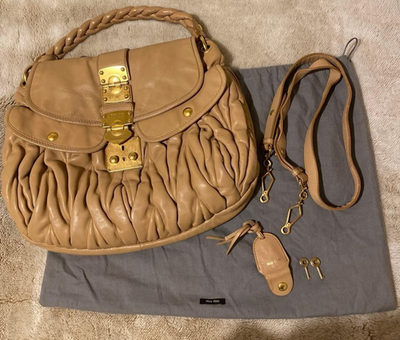 Miu Miu Matelasse Beige Gathered 2way Handbag Shoulder Bag Used | eBay