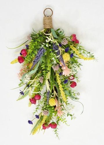 24" Wild Artificial Multicolor Spring Flower Teardrop