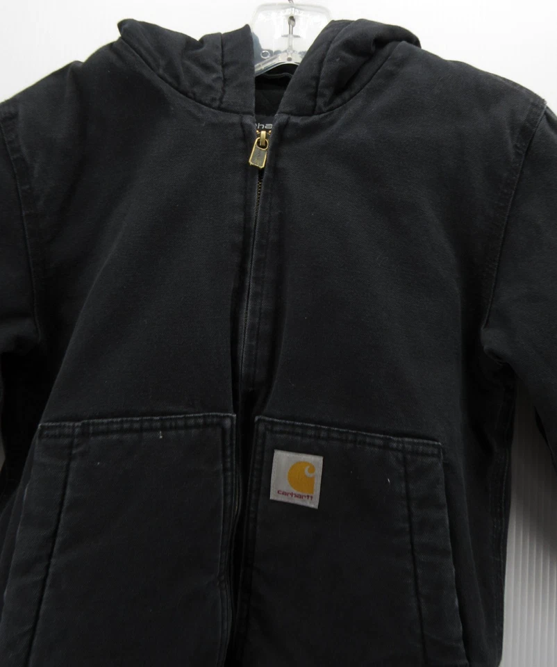 Chaqueta Carhartt Niños Pequeña Negra Pato Lona Bombardero Abrigo Sudadera con Capucha Trabajo Aislado * Foto 2 de 4