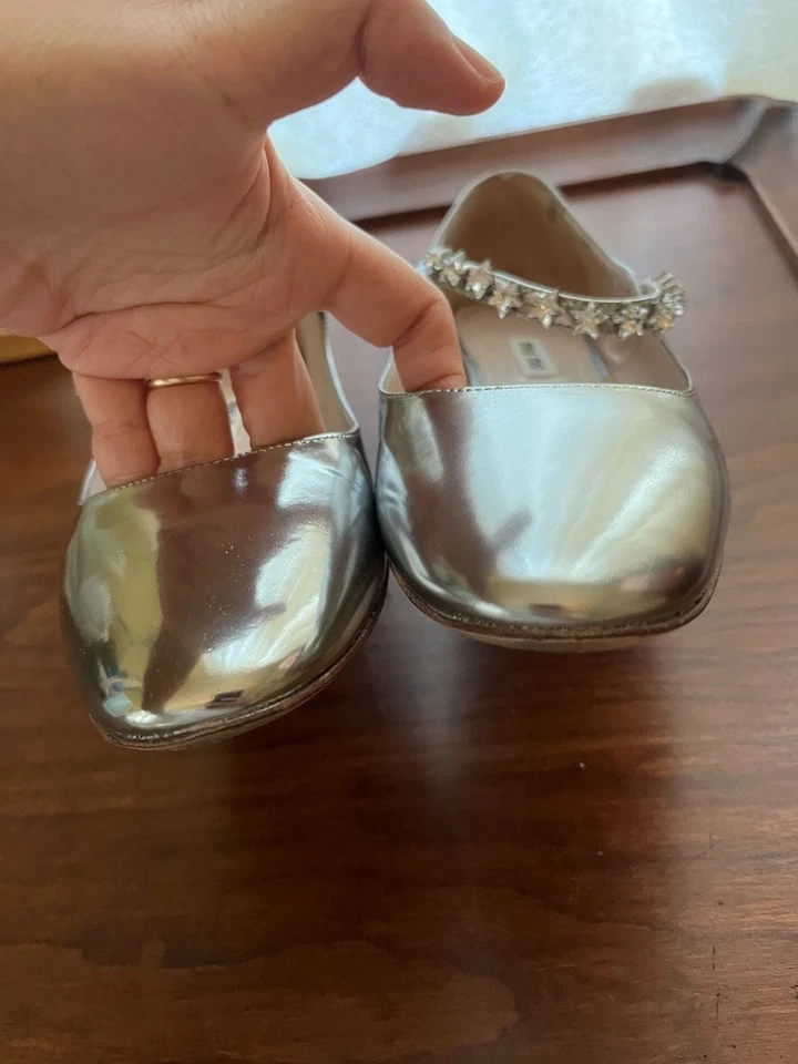 Pisos de ballet Miu plata con estrellas de cristal talla 37 US7 Foto 2 de 4