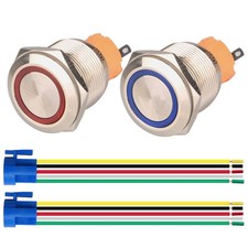 Momentan-Drucktaster Edelstahl 22mm RGB LED  230V