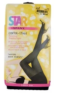 Spanx Center Stage Size E Patterned Shaping Tights Ribbed Row Black Star 1699
