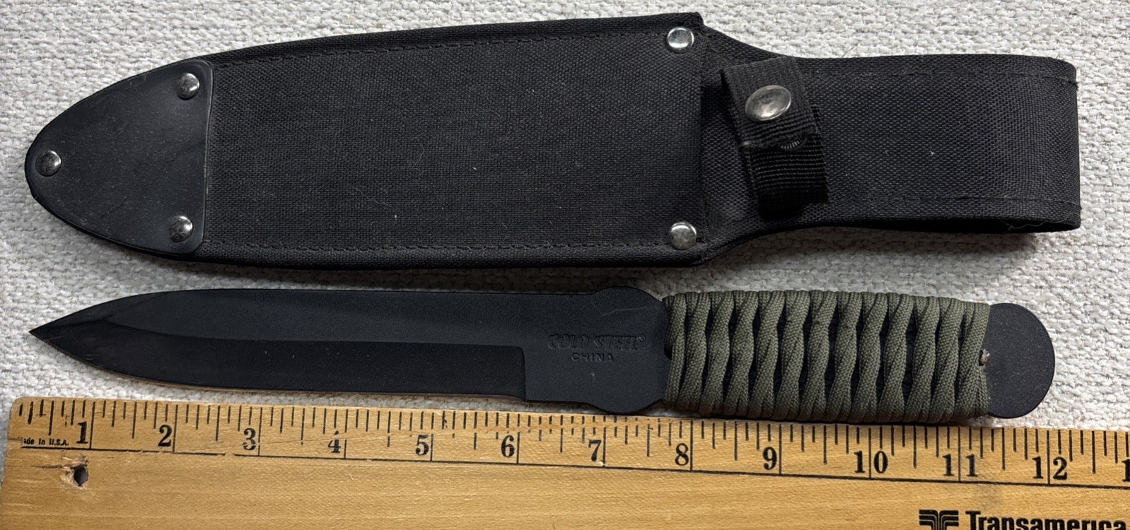 Cold Steel Knife With Sheath Wrapped In Survival Strap 12” End To End One Sided