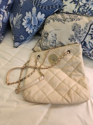 DKNY Quilted Shoulder Bag 100% Leather (Cream, Off White) 