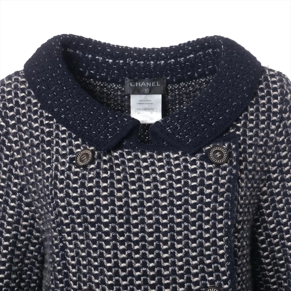 Chanel Coco Button P44 giacca maglia cashmere 40 donna blu navy P44439K04703