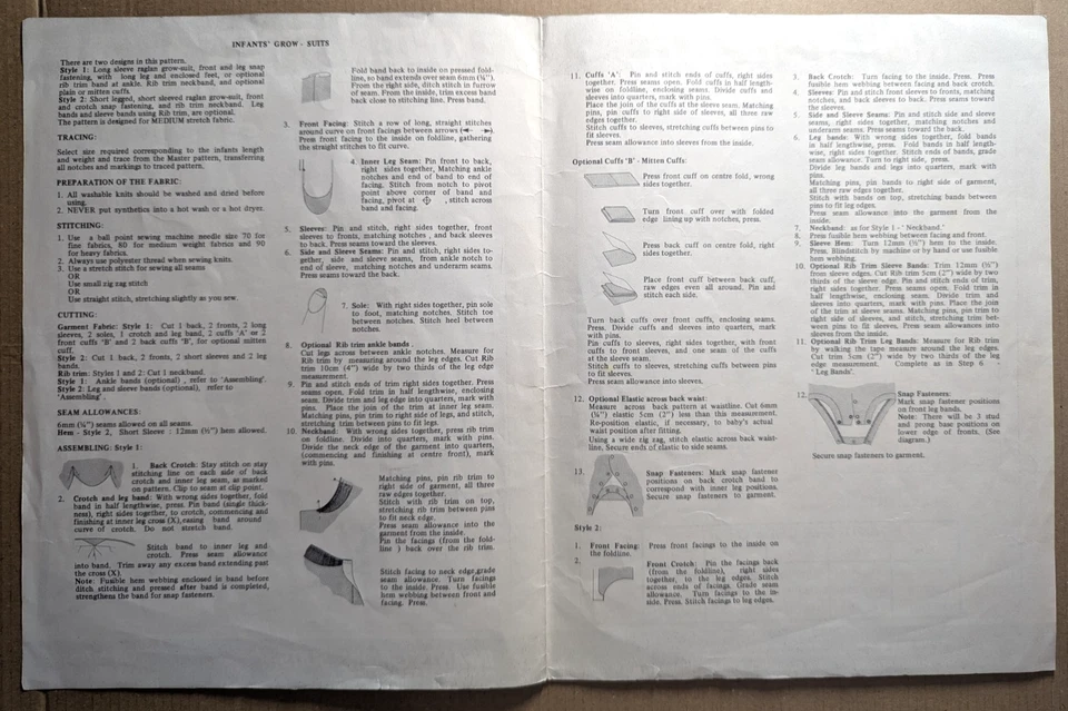 Knit-N-Stretch Infant Grow Suits in 2 Styles 415A Sz 000-1 Vintage UNCUT - Image 3 of 4