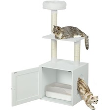 Cat Tree with Litter Box Enclosure, 2-in-1 Cat Tower for Indoor Cats
