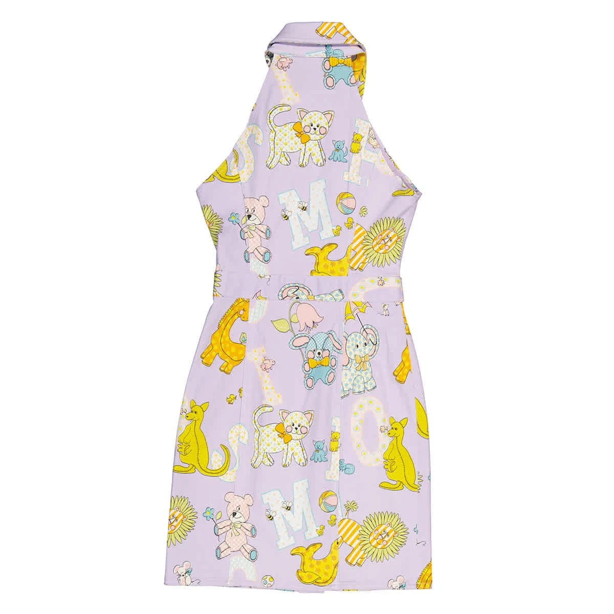 Abito donna Moschino viola stampa circo logo all over